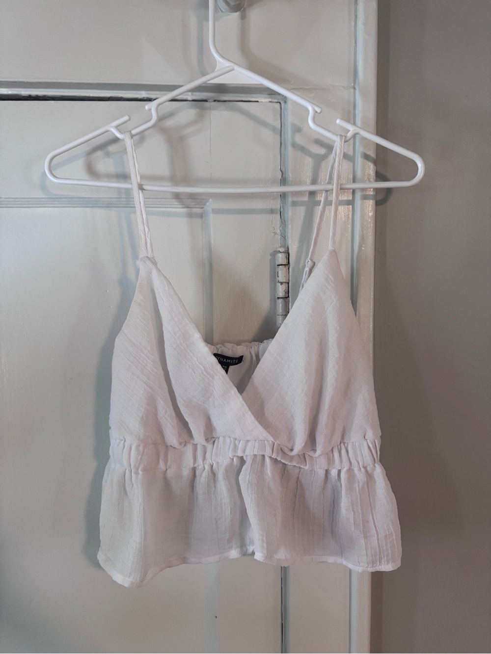 Dynamite White V-Neck Peplum Camisole